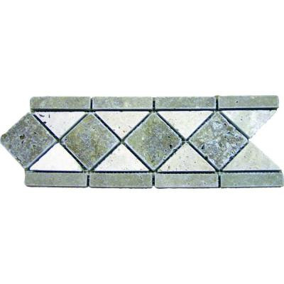MS International Noche 4 in. x 12 in. Tumbled Travertine Listello Floor and Wall Tile