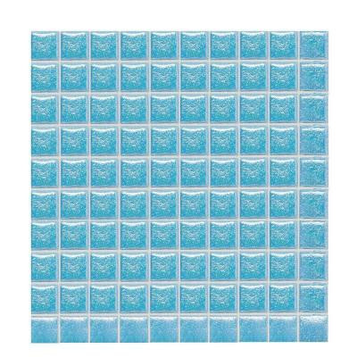 Daltile Sonterra Glass Acapulco Blue Iridescent 12 in. x 12 in. x 6mm Glass Mosaic Wall Tile (10 sq. ft. / case)-DISCONTINUED