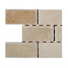 Splashback Tile Crema Marfil 2 in. x 4 in. Chamfered Marble Mosaic Tile Sample