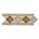 Jeffrey Court Venice 4 in. x 12 in. x 8 mm Glass and Travertine Strip Accent and Trim