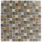 Splashback Tile Tectonic Squares Multicolor Slate and Earth Blend Glass Tiles - 6 in. x 6 in.Tile Sample