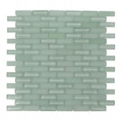 Splashback Tile 12 in. x 12 in. Contempo Spa Green Brick Glass Tile-DISCONTINUED