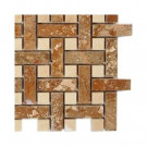 Splashback Tile Basket Braid Noche Travertine Stone Mosaic Floor and Wall Tile - 6 in. x 6 in. Tile Sample-DISCONTINUED