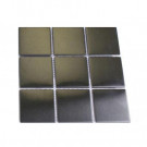 Splashback Tile Metal Silver Stainless Steel 2 in. x 2 in. Square Tiles Tile Sample