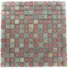 Splashback Tile Tectonic Squares Multicolor Slate And Rust 12 in. x 12 in. x 8 mm Glass Mosaic Floor and Wall Tile