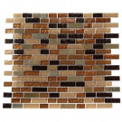 Splashback Tile Golden Trail Blend Bricks 12 in. x 12 in. x 8 mm Marble and Glass Mosaic Floor and Wall Tile