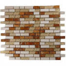 Splashback Tile London Bridge 12 in. x 12 in.x 8 mm Marble and Glass Mosaic Floor and Wall Tile