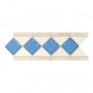 Daltile Fashion Accents Arctic White/Lagoon 4 in. x 11 in. Stone and Glass Decorative Wall Tile