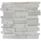Splashback Tile Dimension 3D Brick White Carrera Stone 12 in. x 12 in. x 8 mm Wall and Floor Tiles