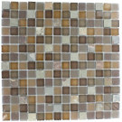 Splashback Tile Tectonic Squares Multicolor Slate And Earth Blend 12 in. x 12 in. x 8 mm Glass Mosaic Floor and Wall Tile