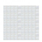 Daltile Sonterra Glass Oyster White Iridescent 12 in. x 12 in. x 6 mm Glass Sheet Mounted Mosaic Wall Tile