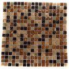 Splashback Tile Golden Trail Blend Squares 12 in. x 12 in. x 8 mm Marble and Glass Mosaic Floor and Wall Tile