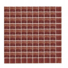 Daltile Sonterra Glass Terra Cotta Iridescent 12 in. x 12 in. x 6 mm Glass Sheet Mounted Mosaic Wall Tile-DISCONTINUED
