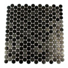 Splashback Tile Metal Nero Penny Round 12 in. x 12 in. Stainless Steel Floor and Wall Tile-DISCONTINUED
