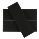 Splashback Tile Contempo 4 in. x 12 in. x 8 mm Classic Black Frosted Glass Floor and Wall Tile
