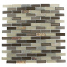 Splashback Tile Tectonic Brick Multicolor Slate And Khaki Blend 12 in. x 12 in. x 8 mm Glass Mosaic Floor and Wall Tile