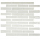 Splashback Tile Contempo Bright White Big Brick 12 in. x 12 in. x 8 mm Glass Floor and Wall Tile