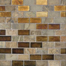 Studio E Edgewater Sunset Cliffs 1 in. x 2 in. 10 5/8 in. x 10 5/8 in. Glass and Slate Floor & Wall Mosaic Tile-DISCONTINUED