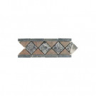 Daltile Travertine Green/Copper/Green 4 in. x 11 in. Tumbled Slate Diamond Border Floor and Wall Tile