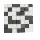 Splashback Tile Tetris Basalt Squares Natural Stone Floor and Wall Tile Sample