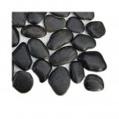 Splashback Tile 3D Pebble Rock Jet Black Stacked Marble Tile Sample