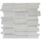Splashback Tile Dimension 3D Brick White Thassos Marble 12 in. x 12 in. x 8 mm Mosaic Floor and Wall Tile