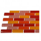 Splashback Tile Contempo Sashimi 1/2 in. x 2 in. Polished Glass Tiles In Brick Pattern Sample