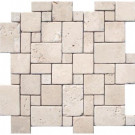 MS International Ivory Mini Versaille Pattern 12 in. x 12 in. x 10 mm Tumbled Travertine Mesh-Mounted Mosaic Tile