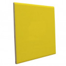 U.S. Ceramic Tile Color Collection Bright Yellow 6 in. x 6 in. Ceramic Surface Bullnose Wall Tile-DISCONTINUED